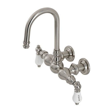 KINGSTON BRASS CA3T8 3-3/8" Tub Wall Mount Clawfoot Tub Faucet, Brushed Nickel CA3T8